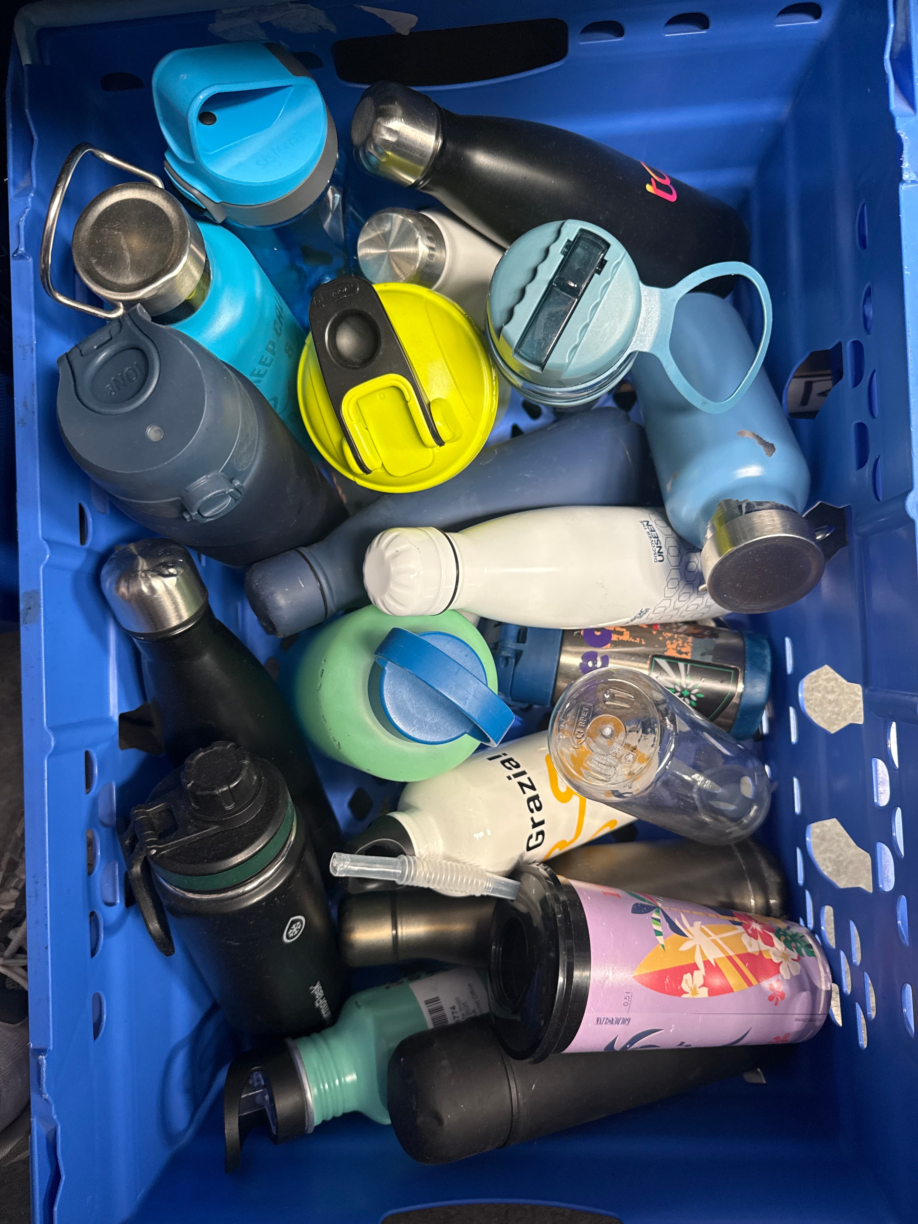 Assortment of water bottles