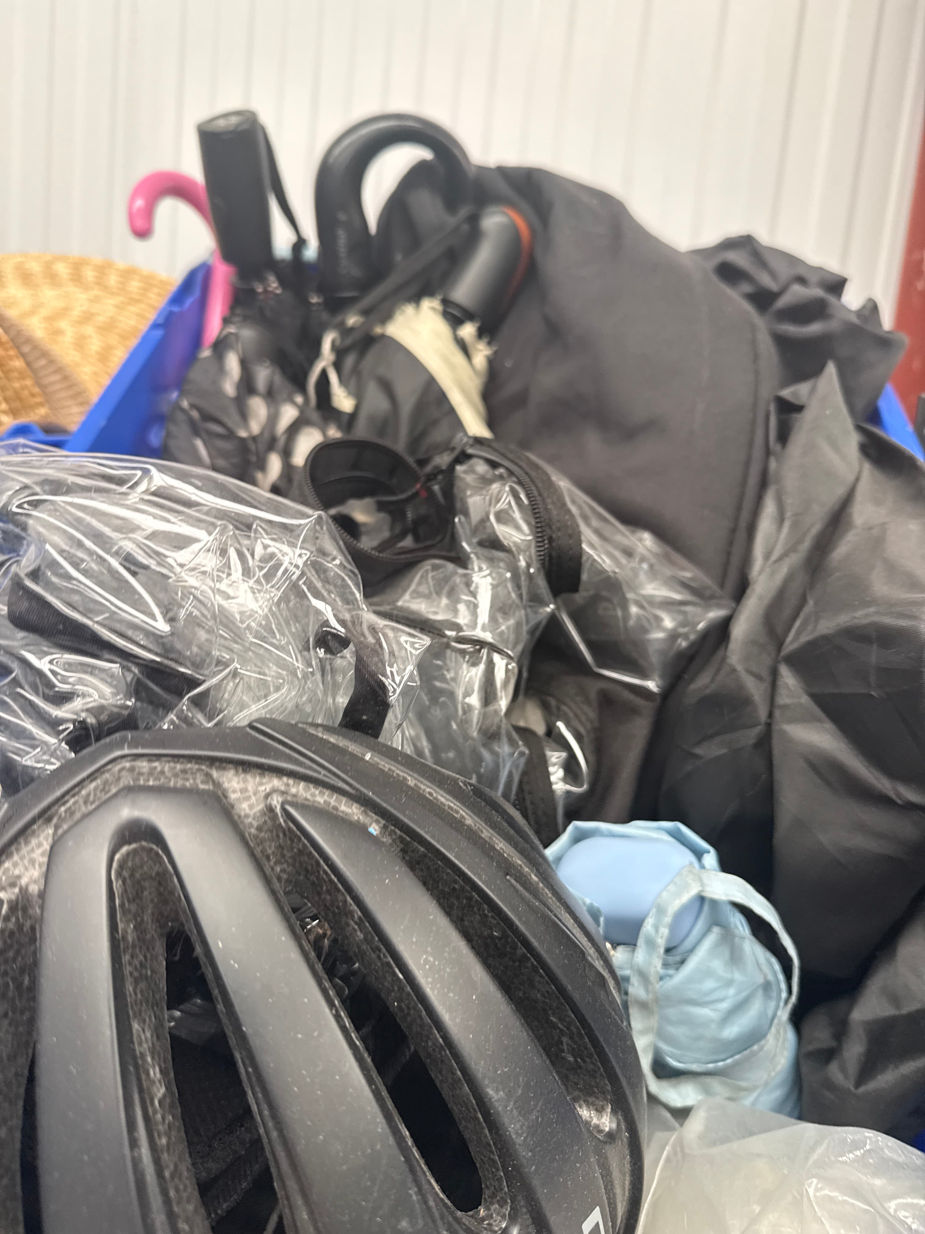 Bicycle helmet umbrellas other random lost property